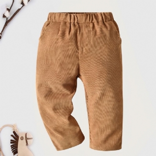 Baby Drenge Bukser Elastisk Talje Solid Fløjlsbukser Børnetøj