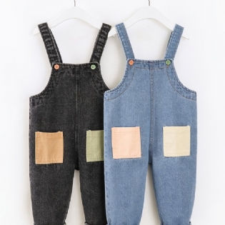 Baby Drenge Casual Vintage Denim Selebukser Med Stiklommer Til Vinter