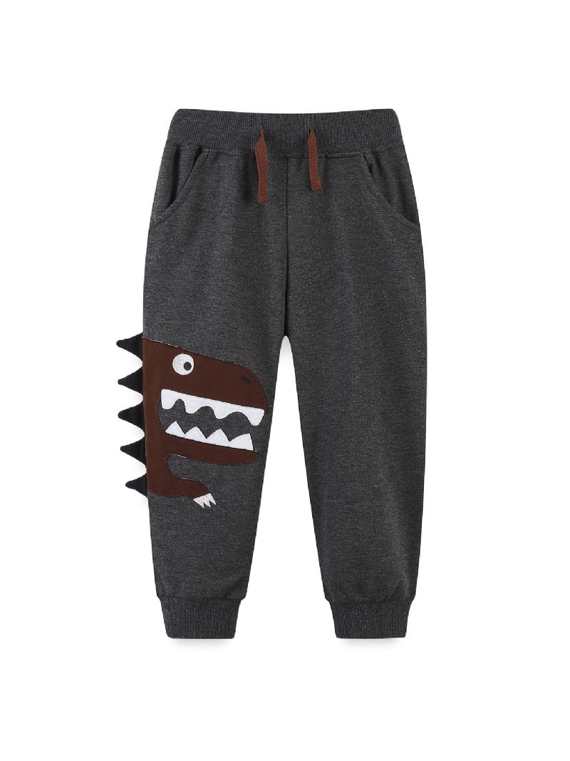 Baby Drenge Joggingbukser Elastisk Talje Dinosaur Broderet Snøre Sport Joggerbukser Børnetøj