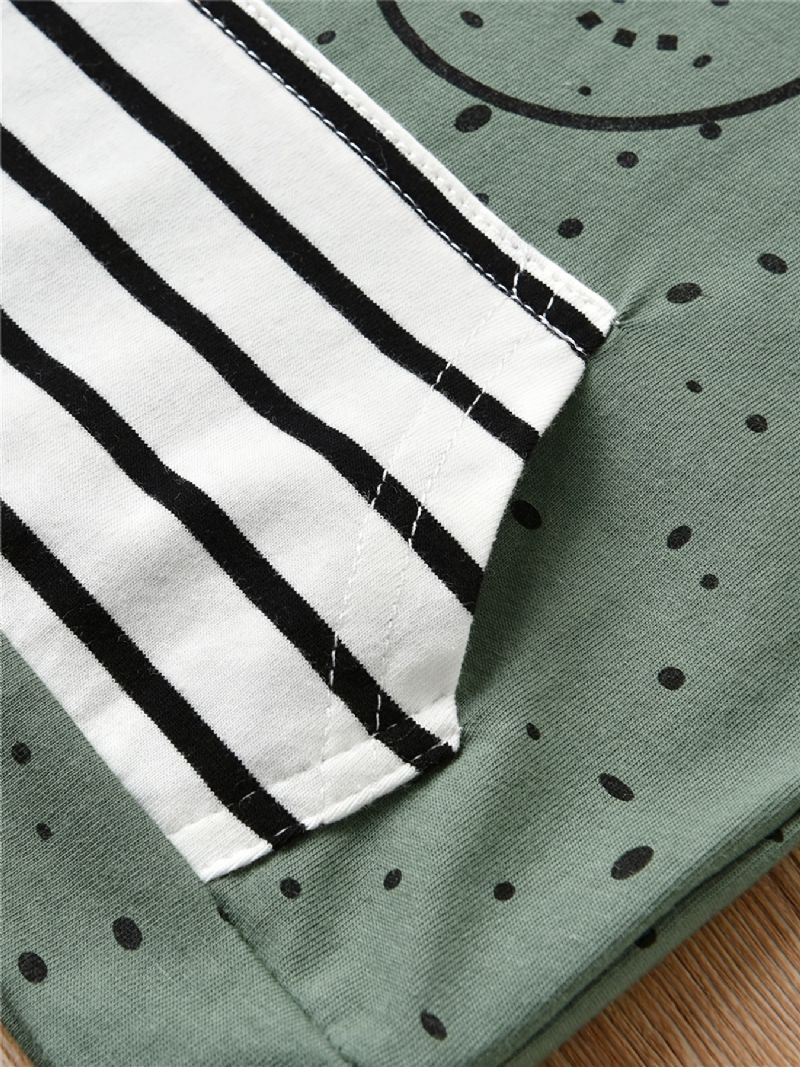 Baby Polka Dots Print Hættetrøje Langærmet Sweatshirt Og Stribet Buksesæt Drenge Piger