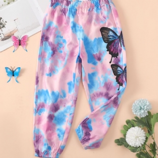 Babypiger Joggingbukser Elastisk Talje Sommerfugletryk Tie Dye Sport Joggerbukser Børnetøj