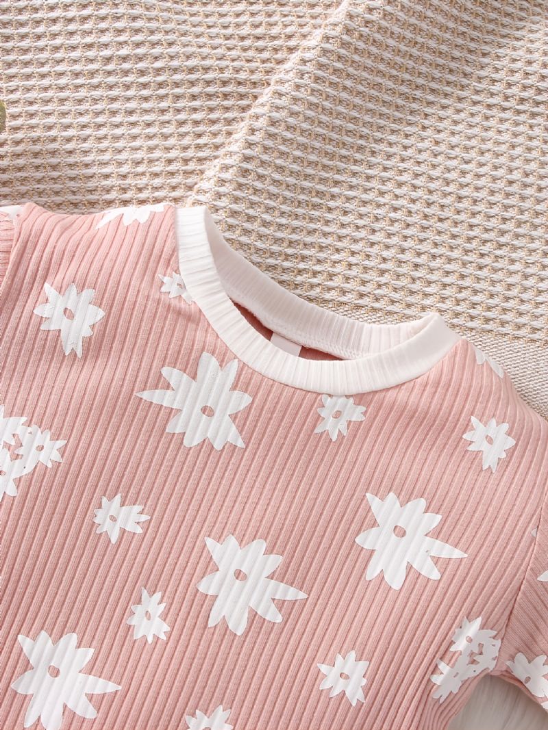 Babypiger Pullover Rundhalset Langærmede Blomstertryk Sweatshirt & Bukser Børnetøj