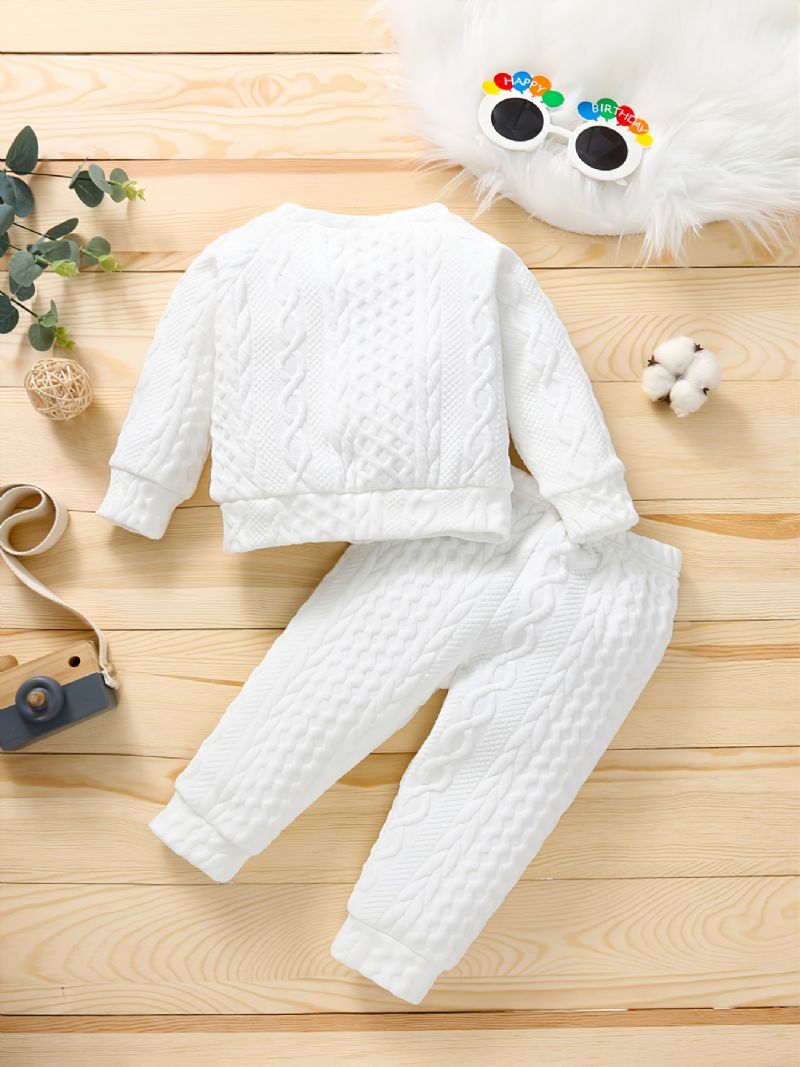 Babytrøje Til Spædbørn Varm Solid Langærmet Sweatshirt & Bukser Vinter Drenge Piger