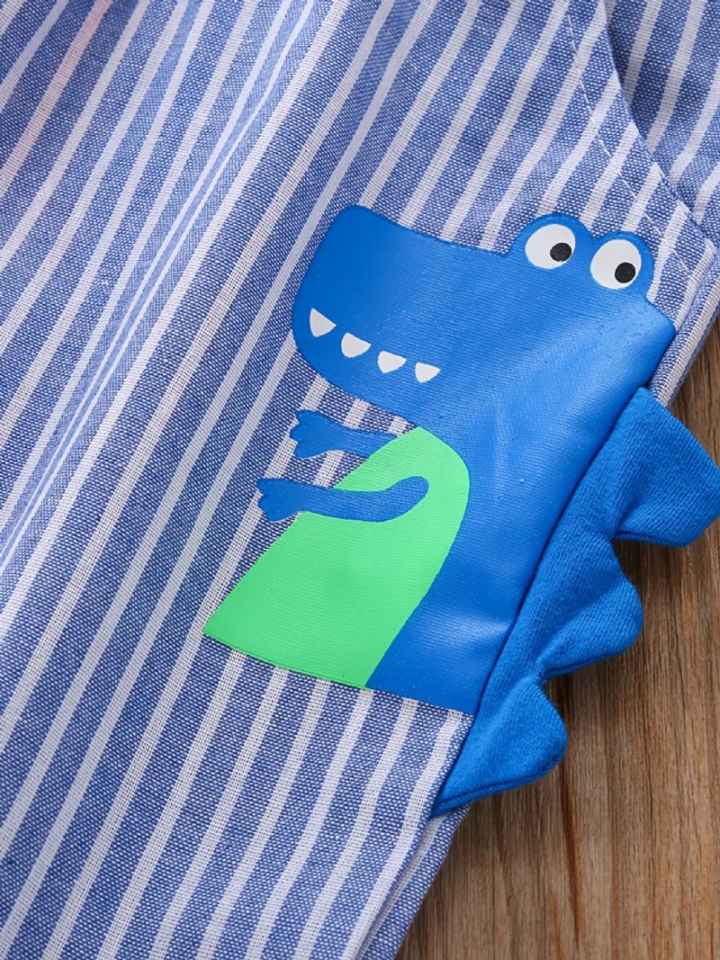 Drenge Afslappet Søde Tegneserie Stribede Bukser Med Dinosaur Print