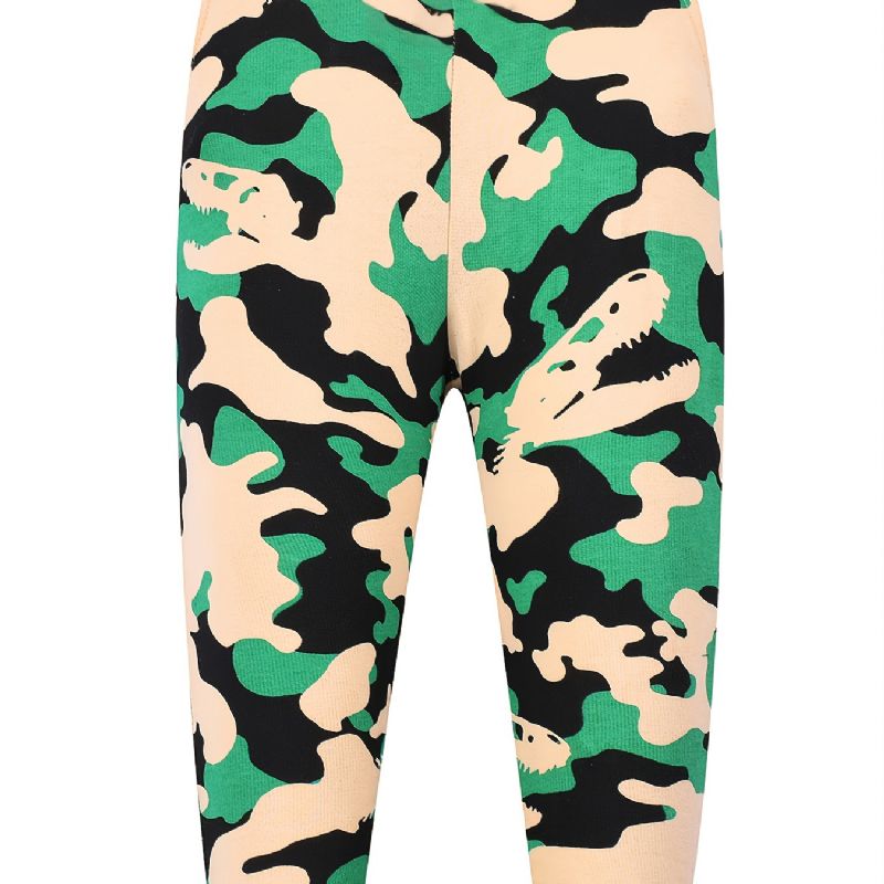 Drenge Camouflage Dinosaur Print Forår Efterår Sweatpants Med Snoretræk