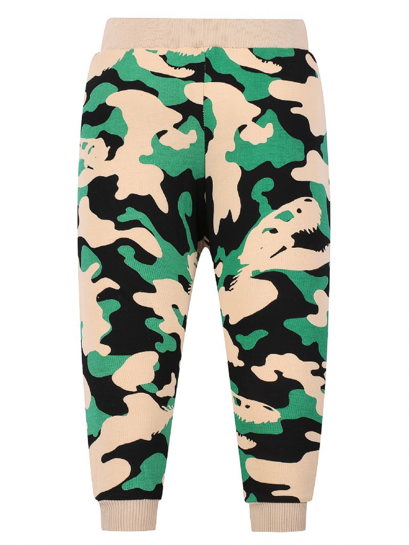 Drenge Camouflage Dinosaur Print Forår Efterår Sweatpants Med Snoretræk