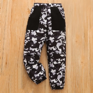 Drenge Casual Camouflage Pocket Front Elastisk Talje Sportsbukser Tøj