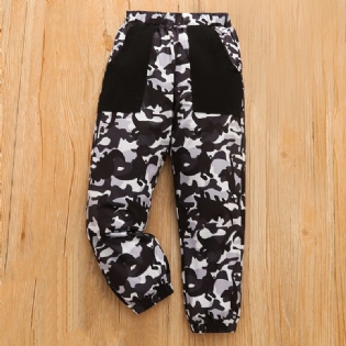 Drenge Casual Camouflage Pocket Front Elastisk Talje Sportsbukser Tøj