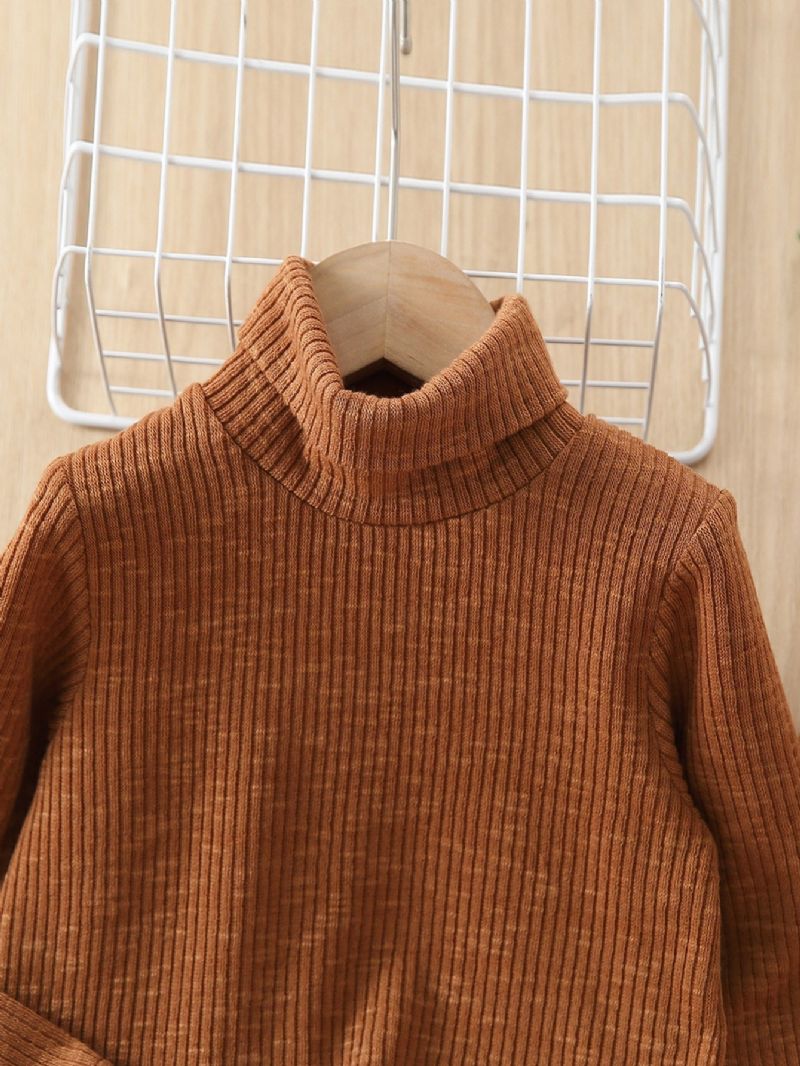 Drenge Casual Strikket Termisk Rullekrave Sweater & Bukser Til Vinter