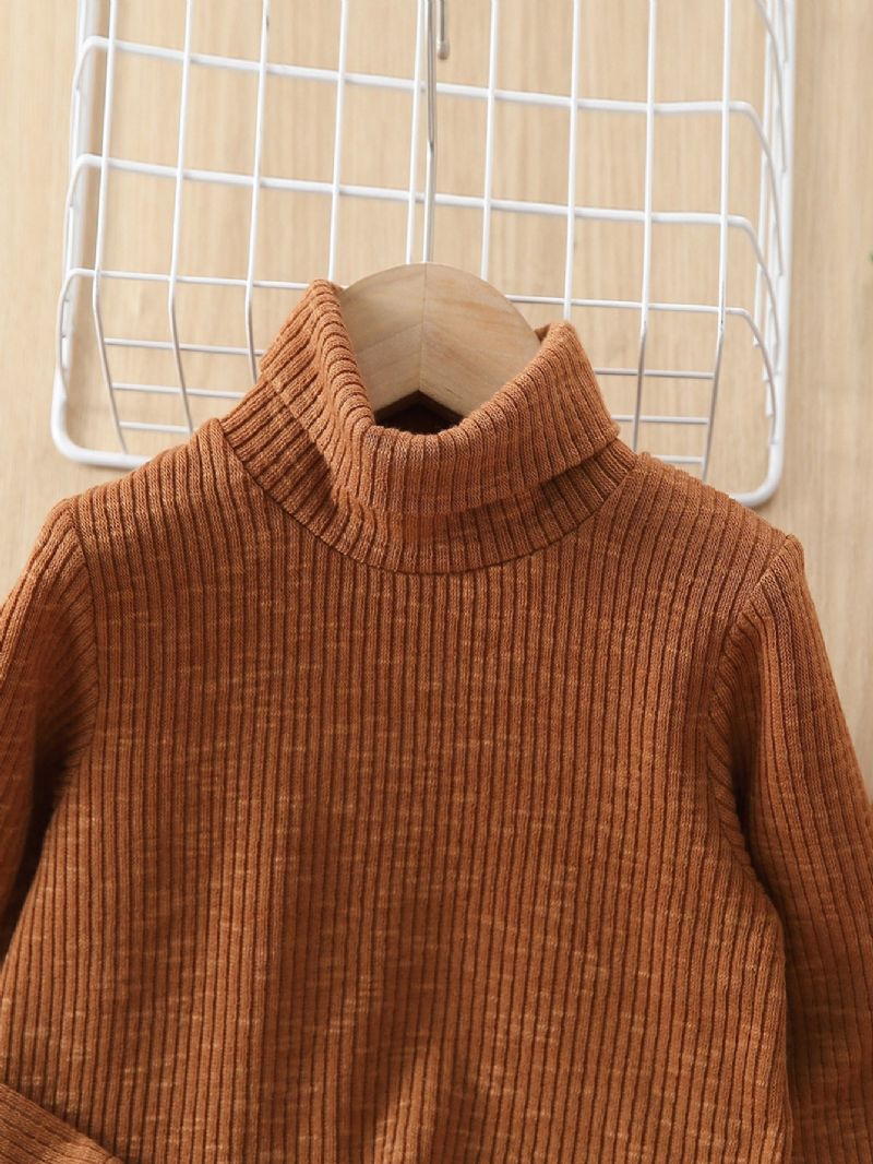 Drenge Casual Strikket Termisk Rullekrave Sweater & Bukser Til Vinter