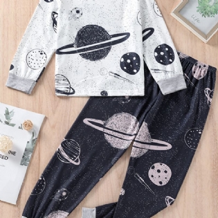 Drenge Cosmic Print Crew Neck Top & Bukser Loungewear