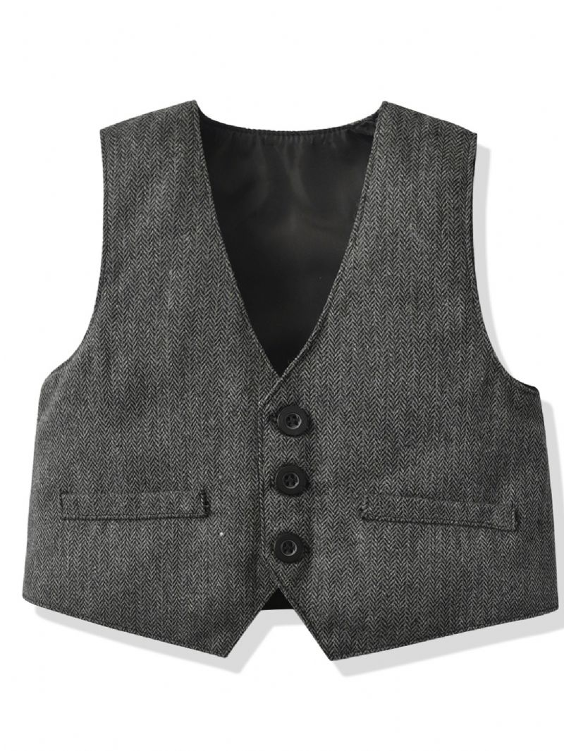 Drenge Gentleman Outfit Button-up Skjorte + Bukser + Vest Til Efterår Og Vinter Ny Jul