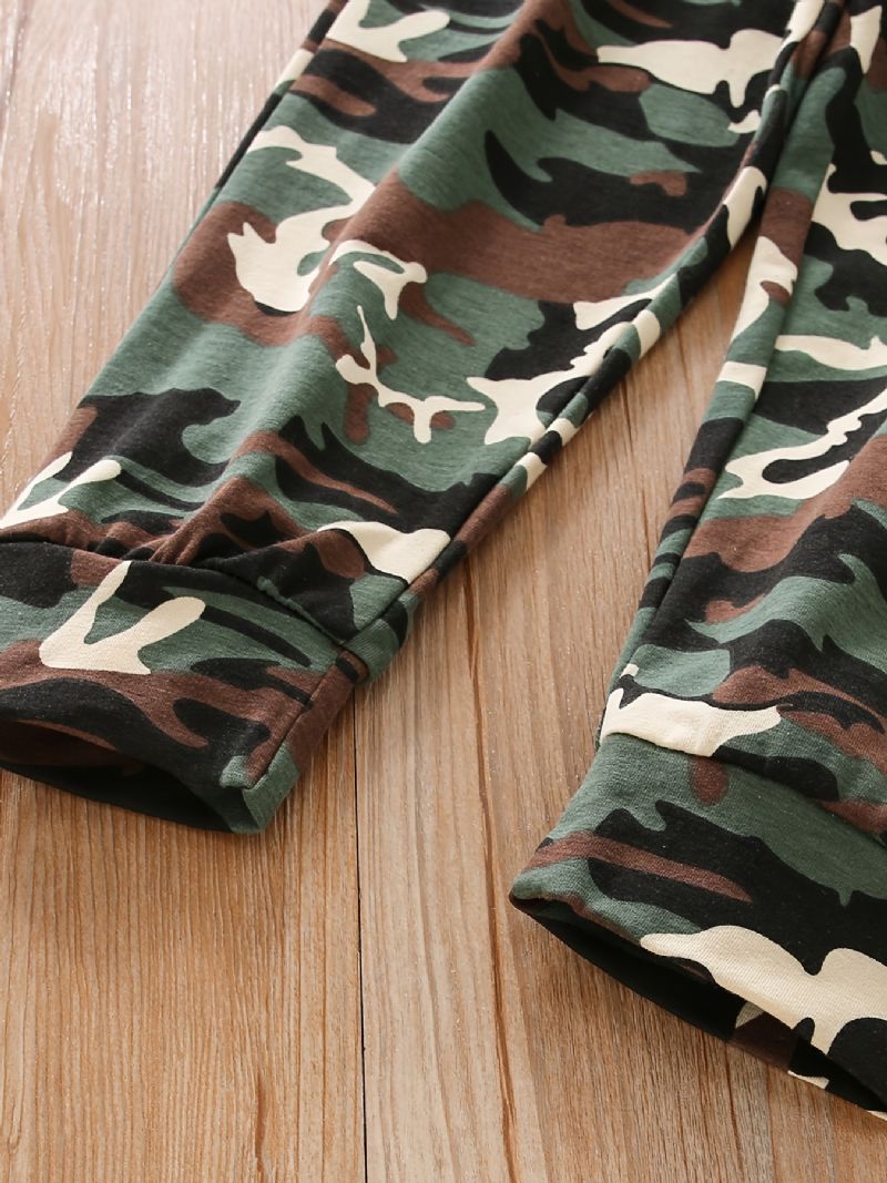 Drenge Kortærmet Top + Matchende Bukser Med Camouflagemønster Børnetøj