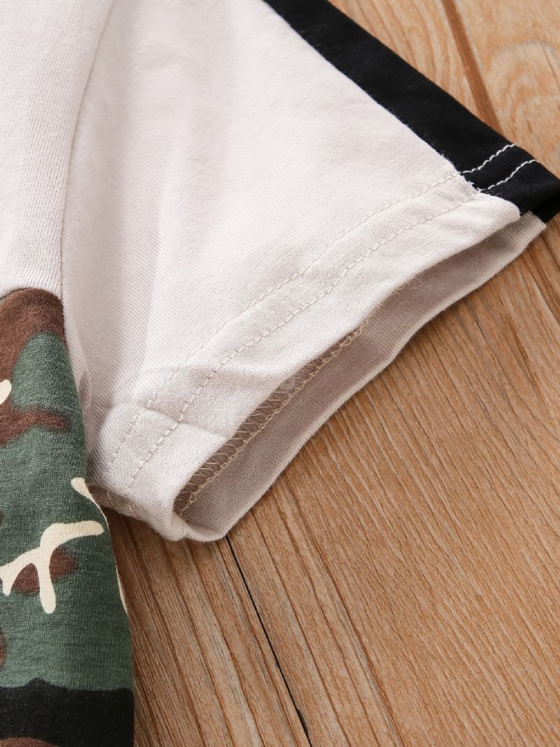 Drenge Kortærmet Top + Matchende Bukser Med Camouflagemønster Børnetøj