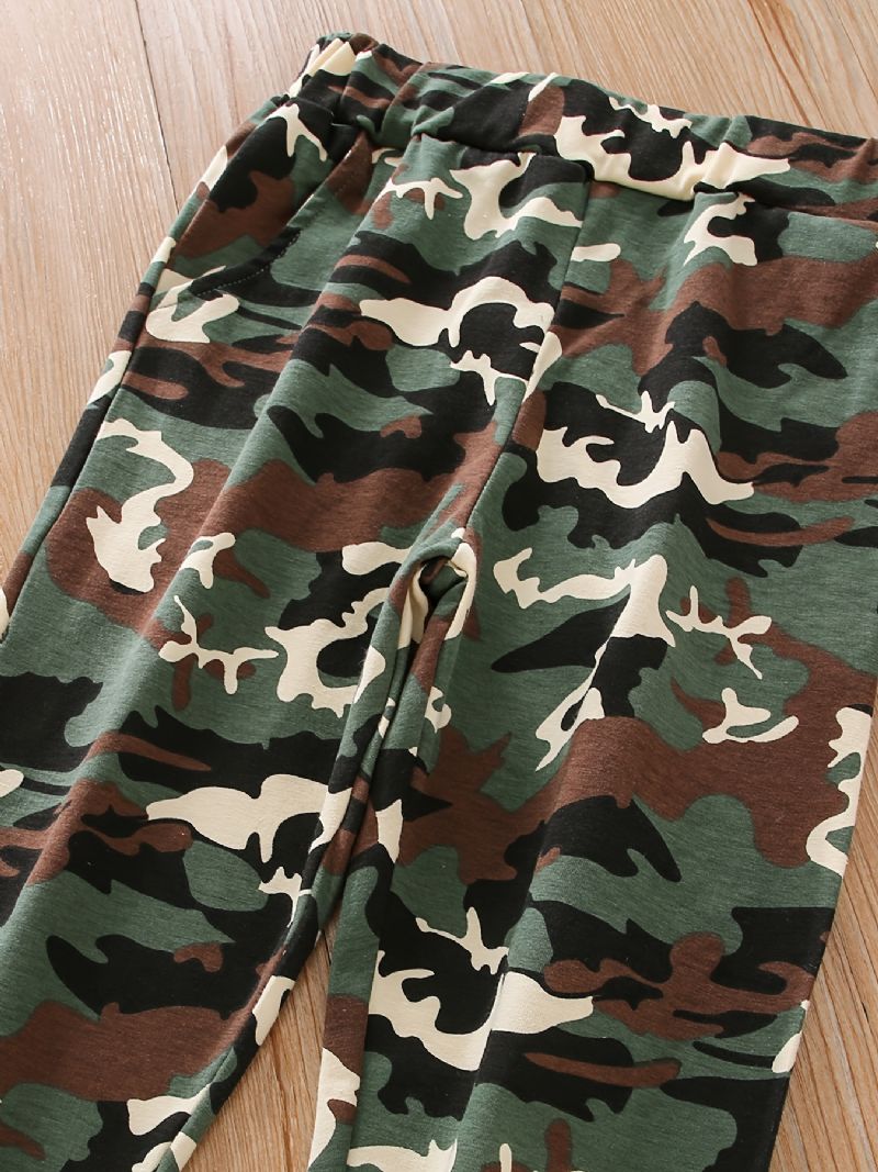 Drenge Kortærmet Top + Matchende Bukser Med Camouflagemønster Børnetøj