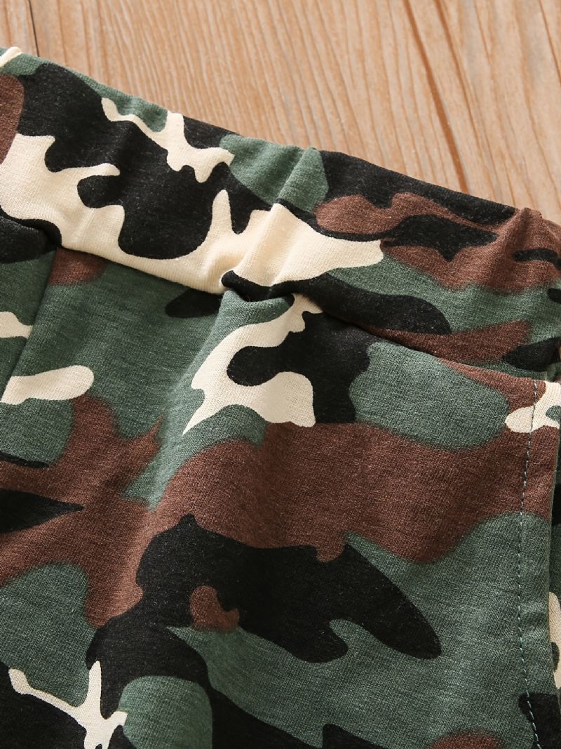 Drenge Kortærmet Top + Matchende Bukser Med Camouflagemønster Børnetøj