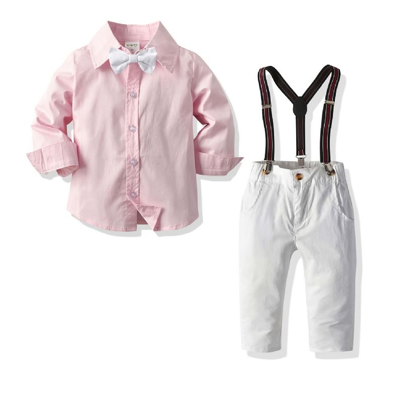 Drenge Langærmede Top Suspender Pants Outfits