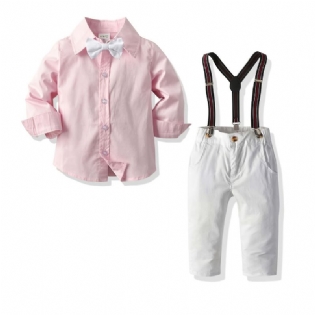 Drenge Langærmede Top Suspender Pants Outfits