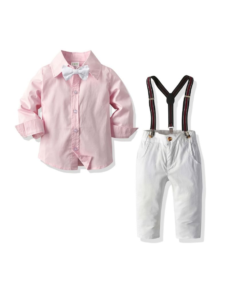 Drenge Langærmede Top Suspender Pants Outfits