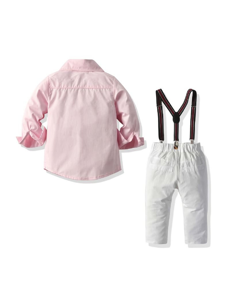 Drenge Langærmede Top Suspender Pants Outfits
