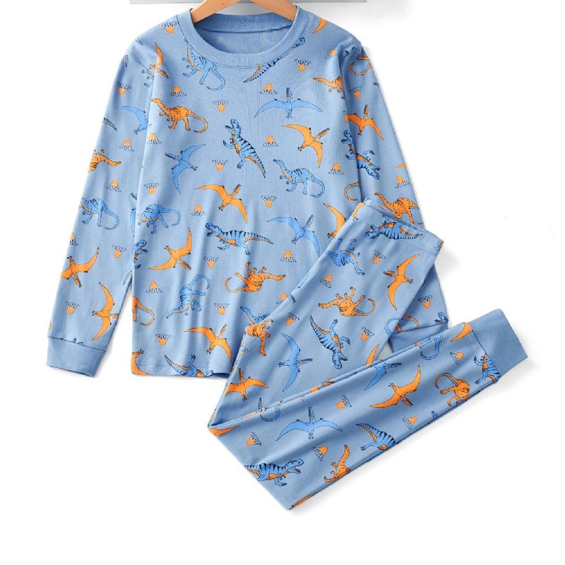 Drenge Lounge Wear Homewear Langærmet Top & Matchende Bukser Sæt Med Dinosaur Print