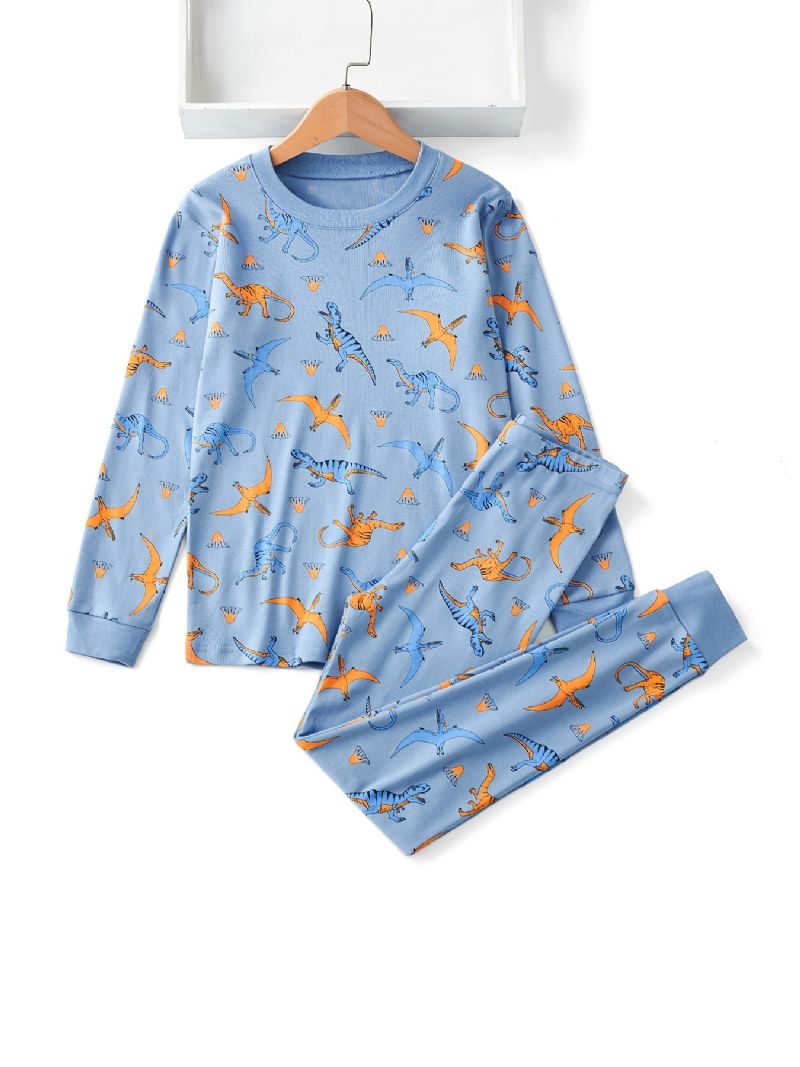 Drenge Lounge Wear Homewear Langærmet Top & Matchende Bukser Sæt Med Dinosaur Print