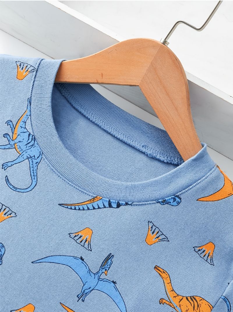 Drenge Lounge Wear Homewear Langærmet Top & Matchende Bukser Sæt Med Dinosaur Print