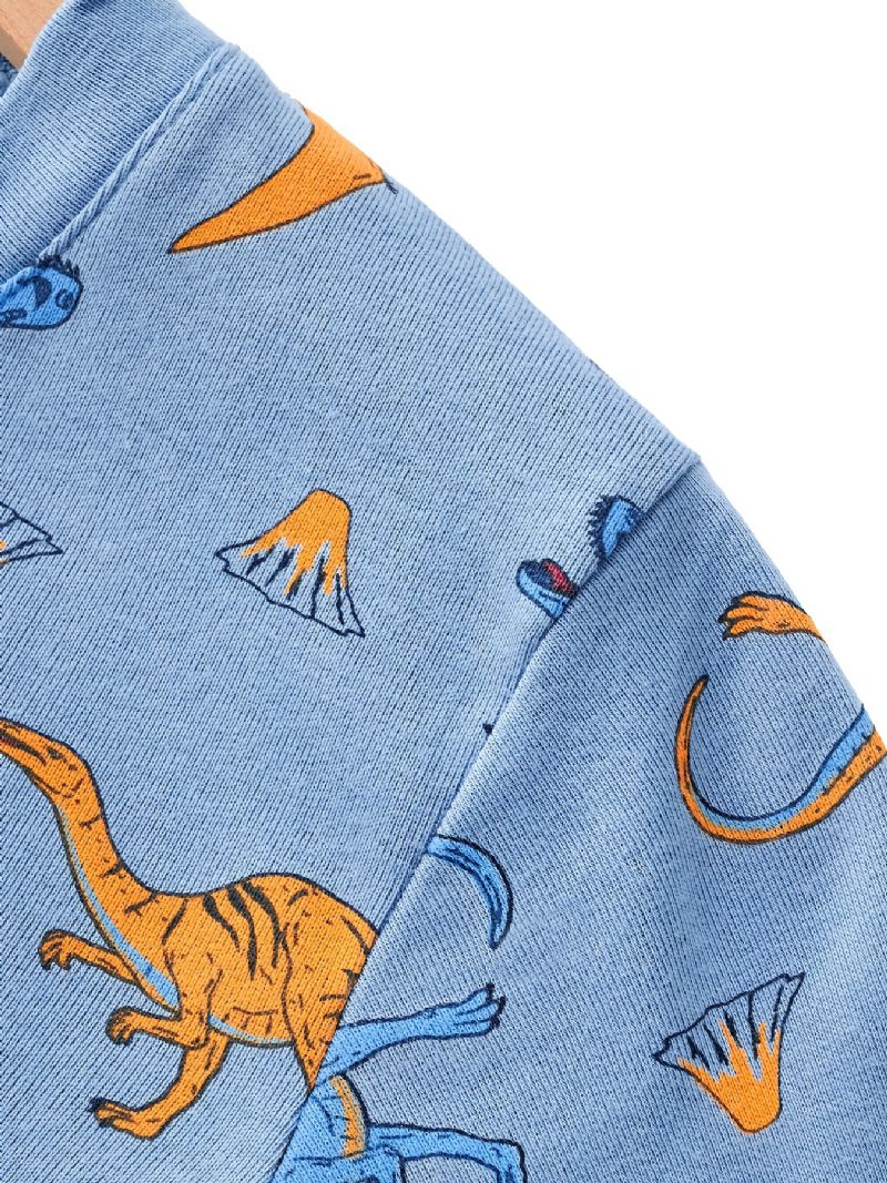 Drenge Lounge Wear Homewear Langærmet Top & Matchende Bukser Sæt Med Dinosaur Print