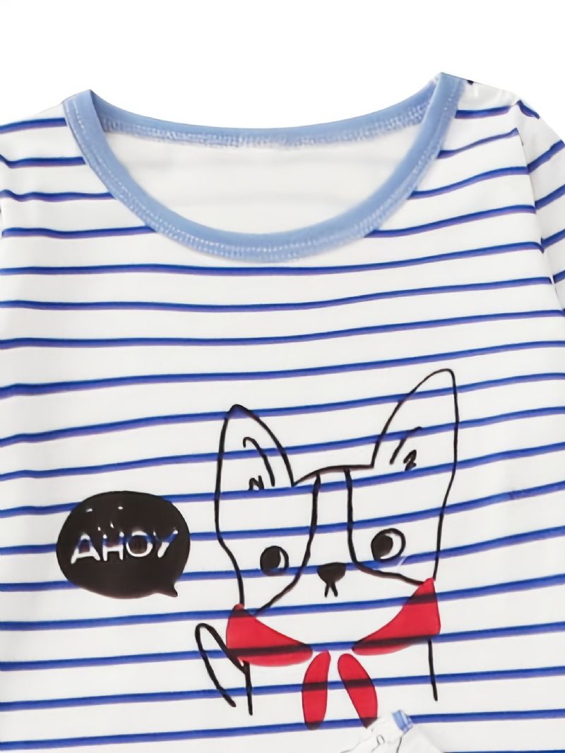 Drenge Lounge Wear Homewear Langærmet Top & Matchende Bukser Sæt Med Tegneseriedyrsprint