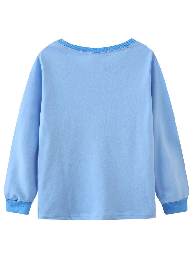 Drenge Lounge Wear Homewear Langærmet Top Og Matchende Bukser Sæt Med Tegneserie Haj Print Børnetøj