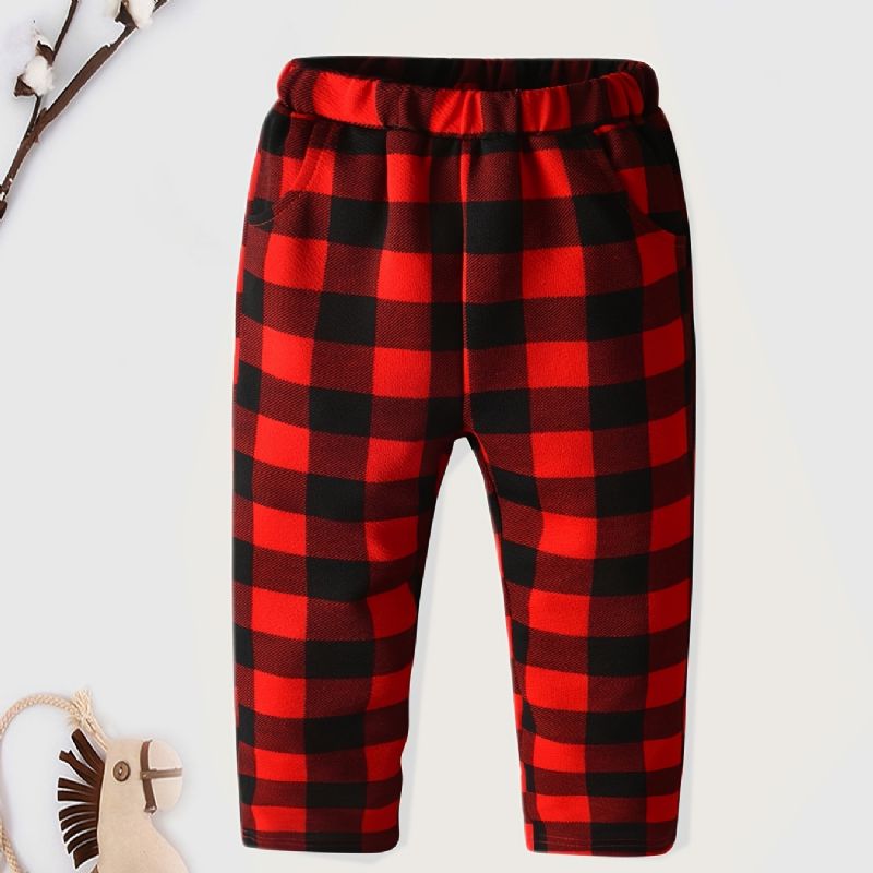Drenge Piger Flanell Plaid Elastisk Linning Bukser Børnetøj Til Jul