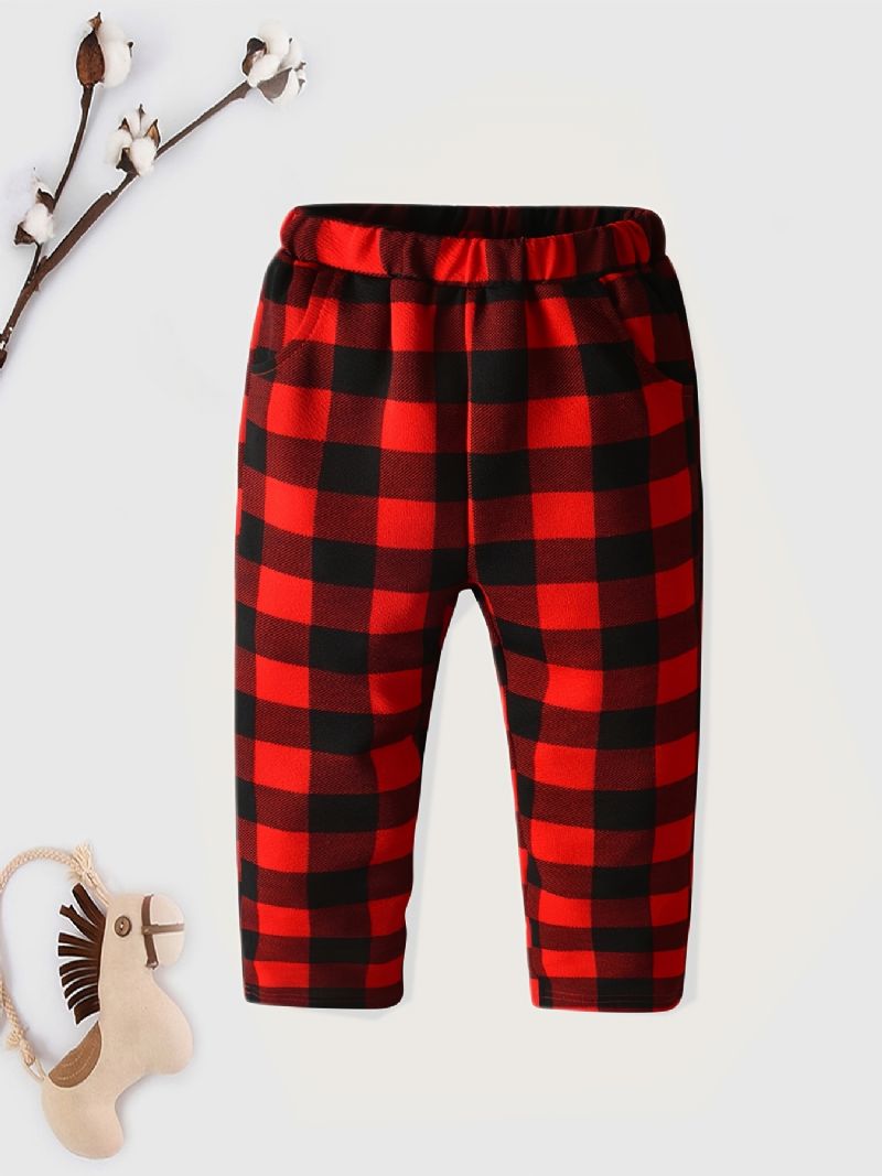 Drenge Piger Flanell Plaid Elastisk Linning Bukser Børnetøj Til Jul