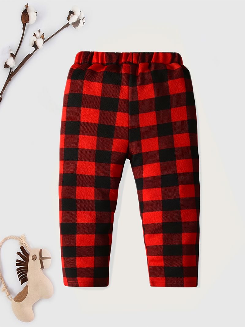 Drenge Piger Flanell Plaid Elastisk Linning Bukser Børnetøj Til Jul