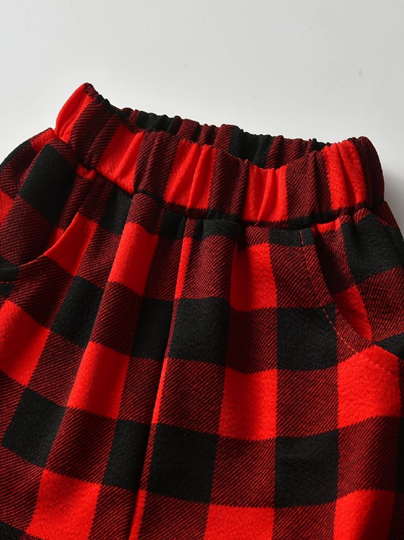 Drenge Piger Flanell Plaid Elastisk Linning Bukser Børnetøj Til Jul
