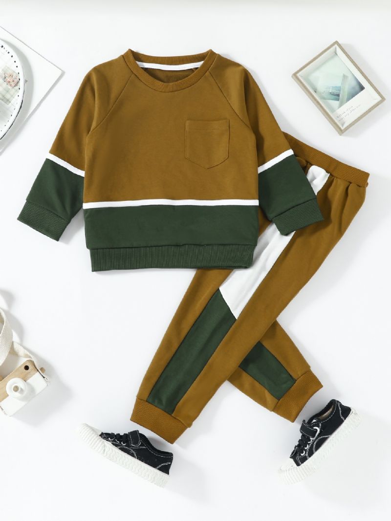 Drenge Pullover Sweatshirt & Matchende Joggerbukser Til Efterår Og Vinter Nyhed