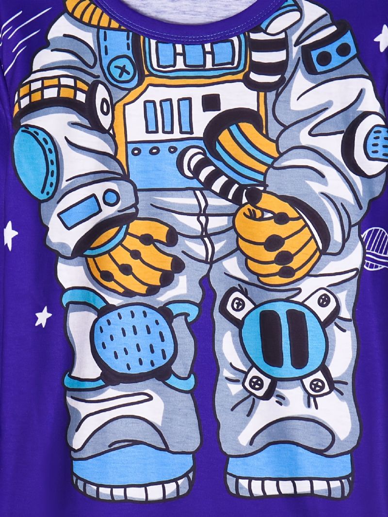 Drenge Pyjamas Astronaut Print Rundhalset Langærmet Top & Bukser Sæt