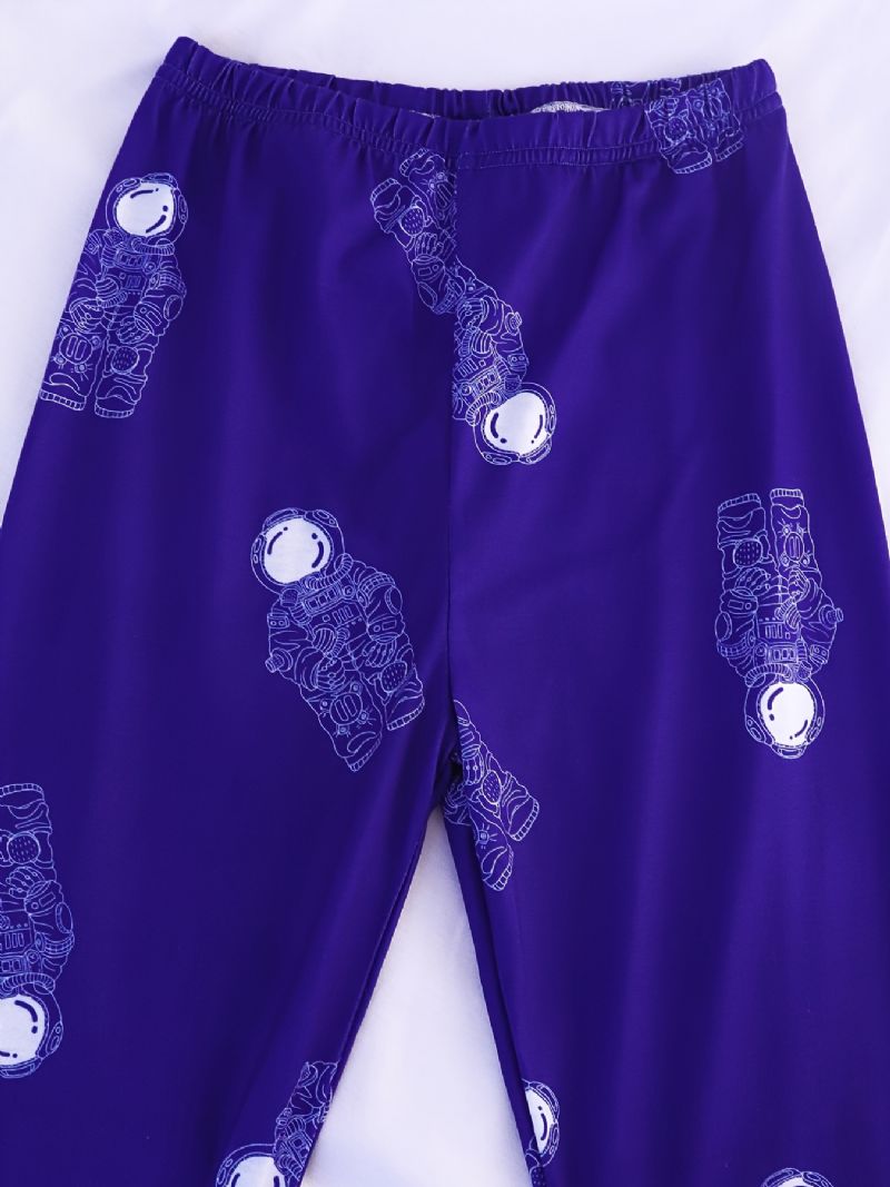 Drenge Pyjamas Astronaut Print Rundhalset Langærmet Top & Bukser Sæt