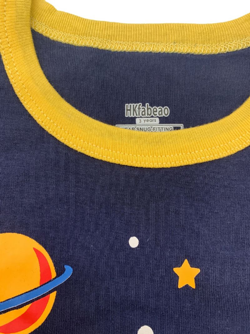 Drenge Pyjamas Familieoutfit Space Print Rundhalset Langærmet Top Og Buksesæt Børnetøj