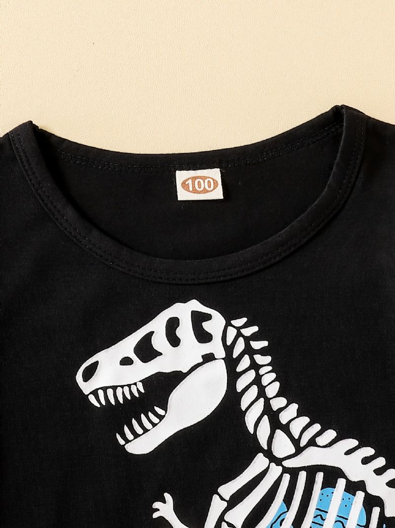 Drenge Pyjamas Sæt Pullover Sweatshirt & Matchende Bukser Sæt Med Dinosaur Print