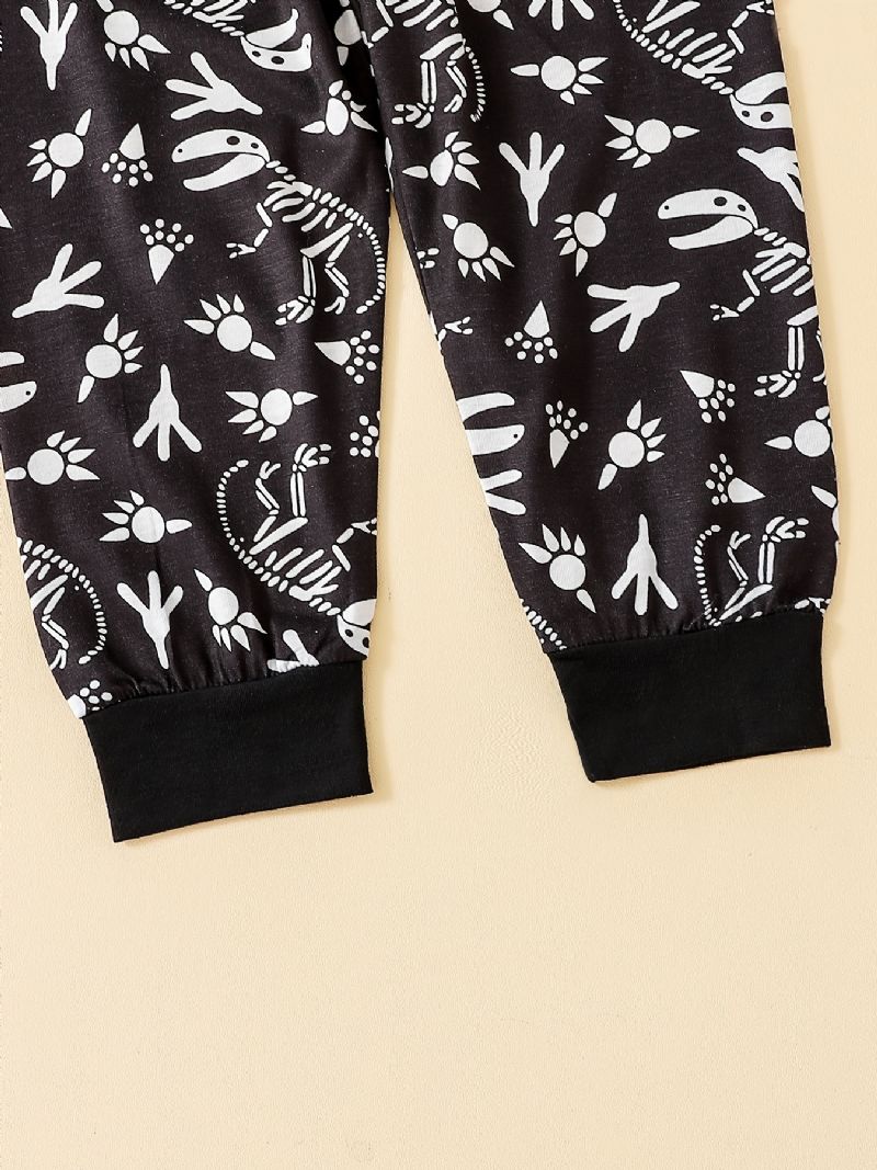 Drenge Pyjamas Sæt Pullover Sweatshirt & Matchende Bukser Sæt Med Dinosaur Print