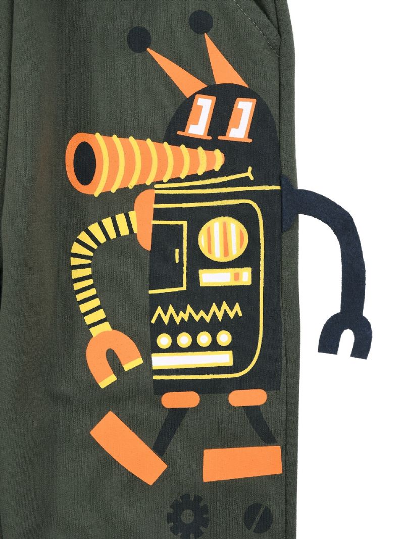 Drenge Robot Print Joggingbukser Med Lomme Termisk Fortykket Casual Sportsbukser Til Vinter