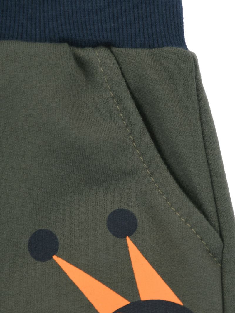Drenge Robot Print Joggingbukser Med Lomme Termisk Fortykket Casual Sportsbukser Til Vinter