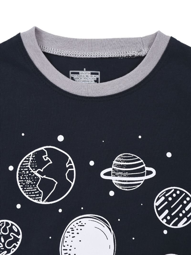 Drenge Space Print Pyjamas Sæt Langærmede Bukser Sæt