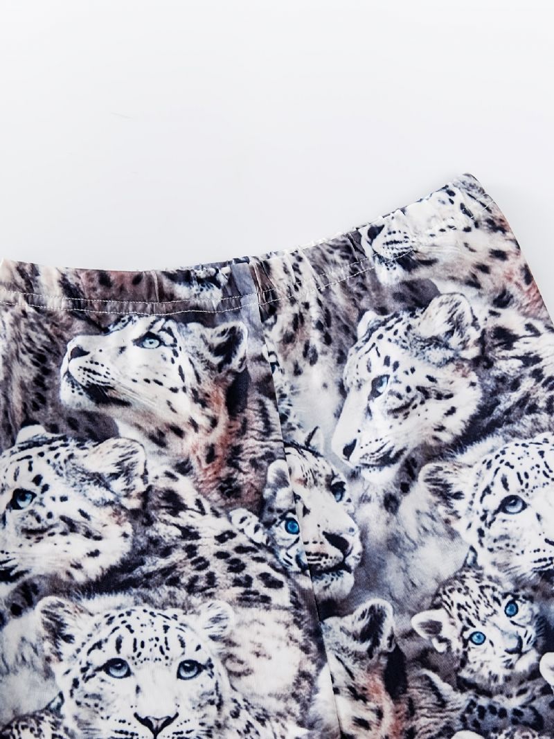 Leopard Print Afslappede Bukser Til Baby Piger Småbørn