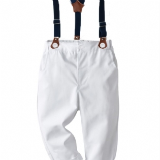 Nye Drenge Afslappet Mode Ensfarvede Bukser Med Bibbed