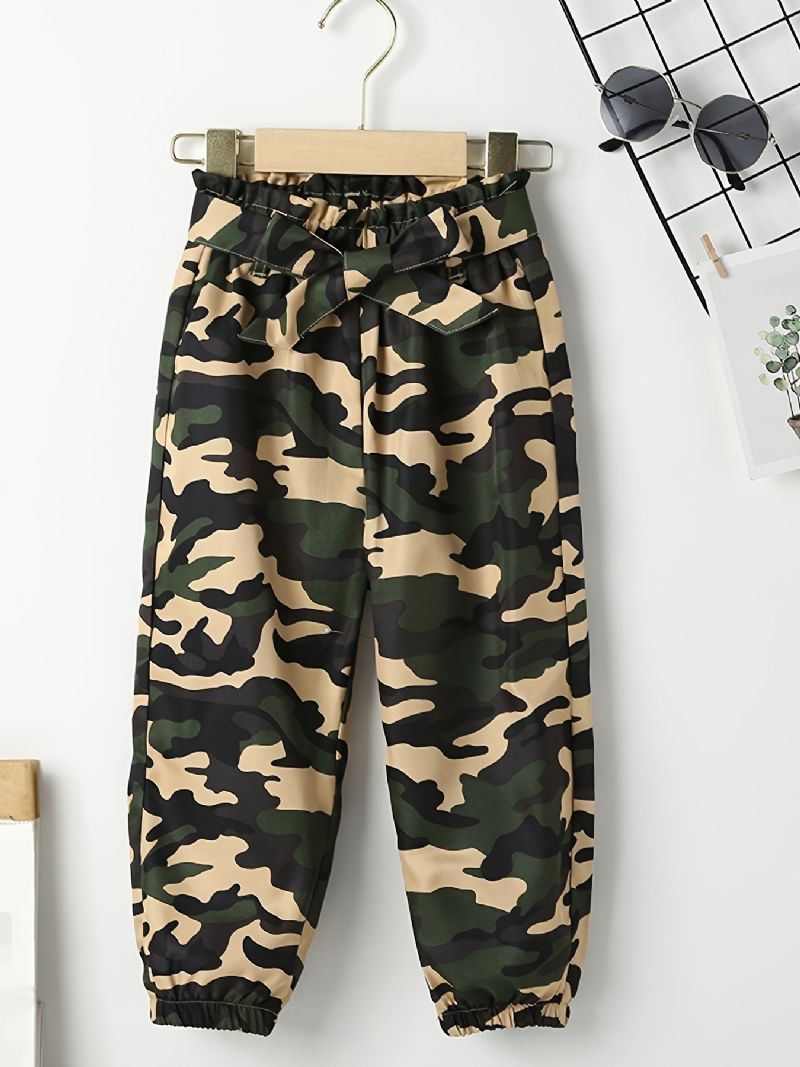 Piger Camo Print Tilspidsede Bukser Med Bælte Til Efterår Og Vinter Ny