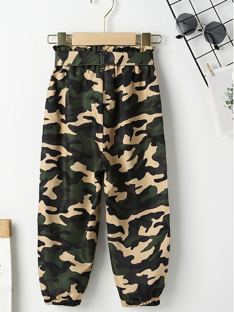 Piger Camo Print Tilspidsede Bukser Med Bælte Til Efterår Og Vinter Ny