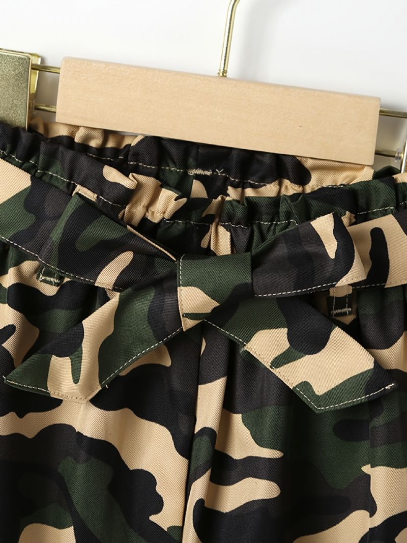 Piger Camo Print Tilspidsede Bukser Med Bælte Til Efterår Og Vinter Ny
