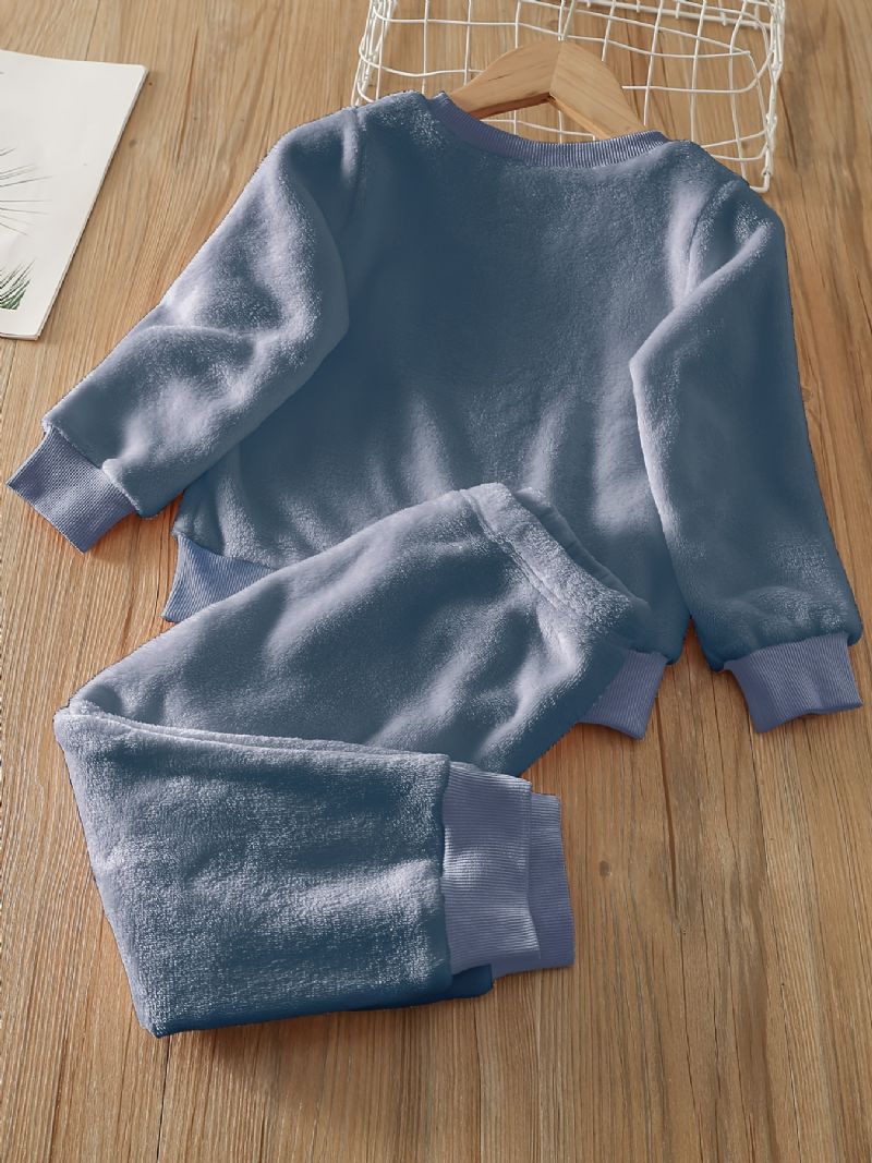 Piger Fleece Unicorn Pullover Top + Bukser Sæt Børnetøj