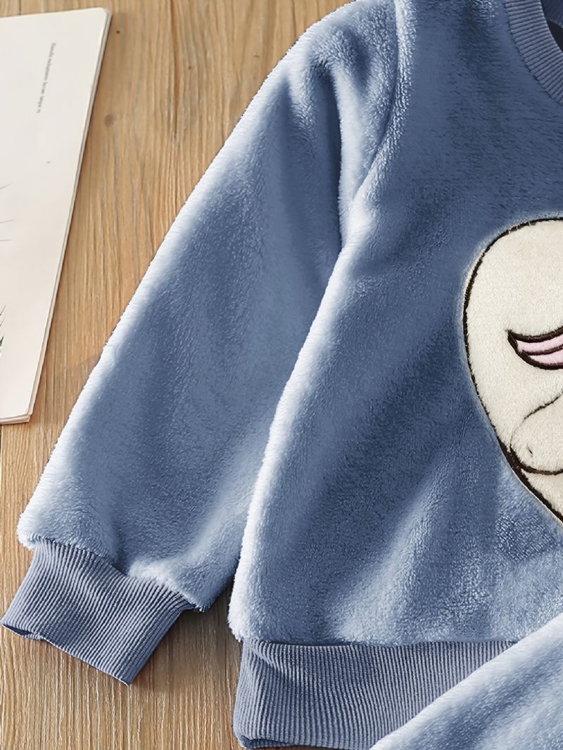 Piger Fleece Unicorn Pullover Top + Bukser Sæt Børnetøj